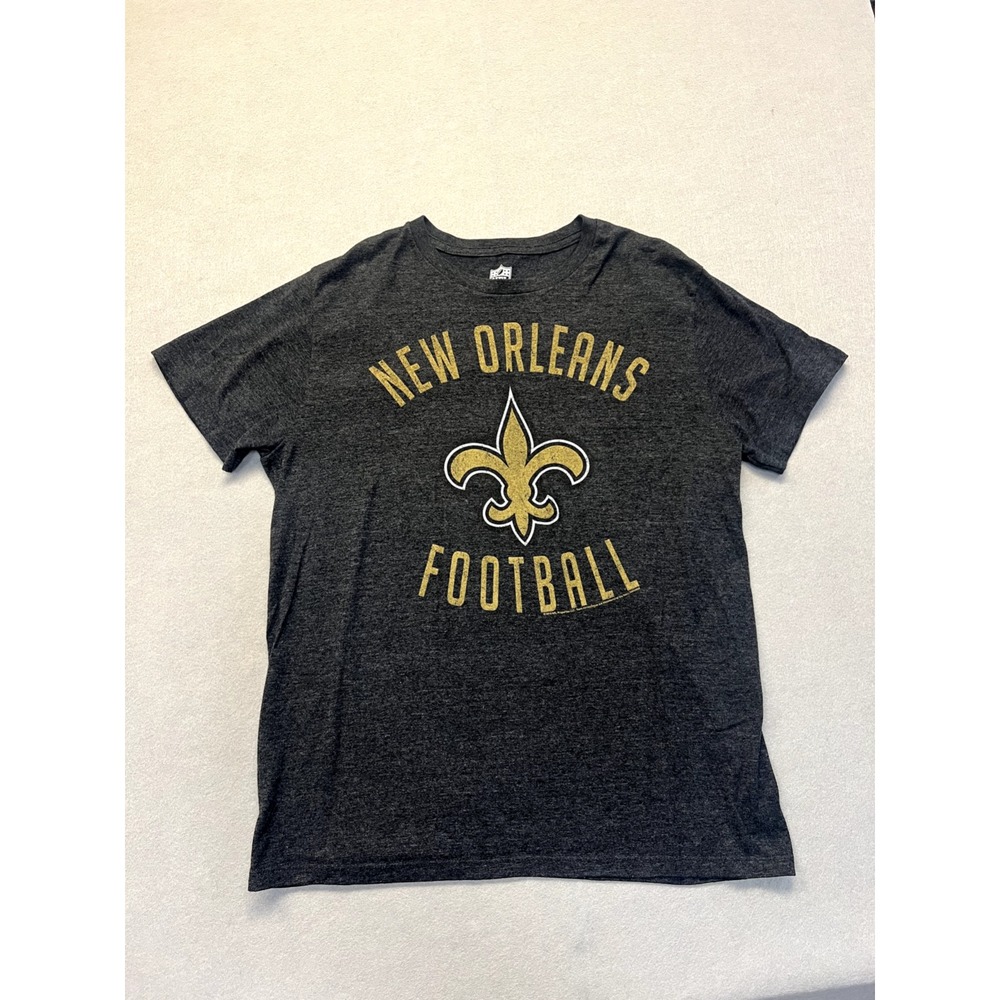 New Orleans Saints T Shirt Size Large Grey Black NFL Team Apparel Shirt
